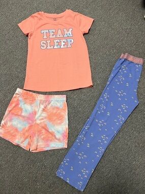 Girl’s 3pc Coral 'Team Sleep' Pajama Set